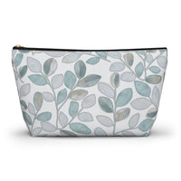 Cherry Plum Leaves Accessory Pouch w T-bottom in Aqua